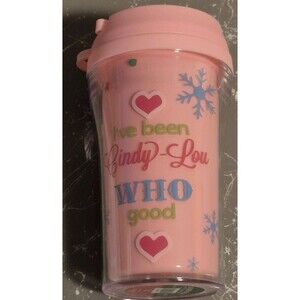 The Grinch Christmas Cindy Lou Who Pink Tumbler With Lid 9oz.